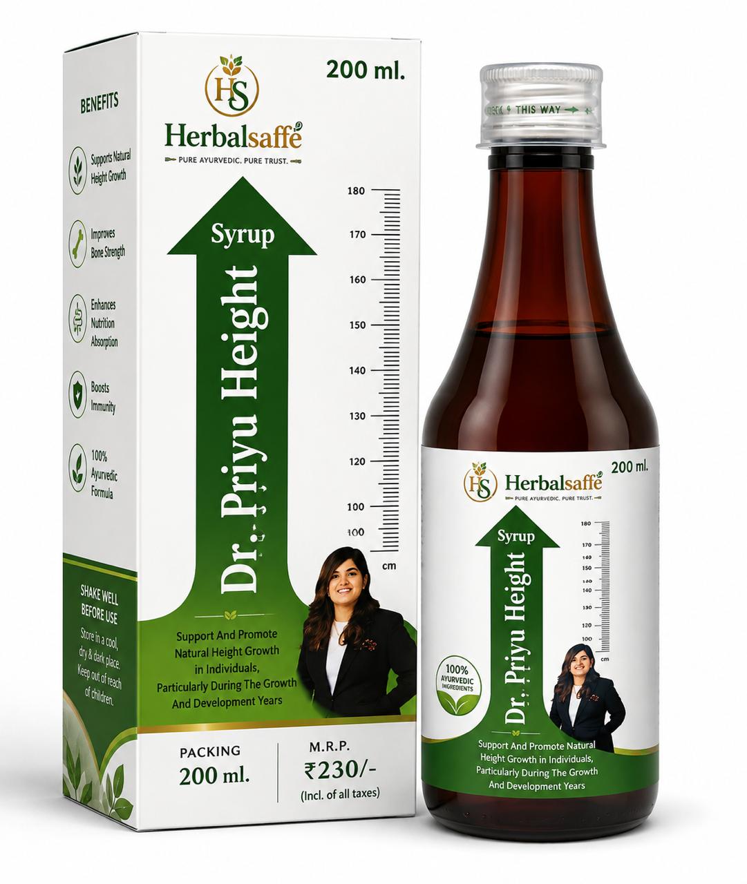 Herbalsaffe  Height Syrup 200ml | Natural Height Growth | 100% Ayurvedic