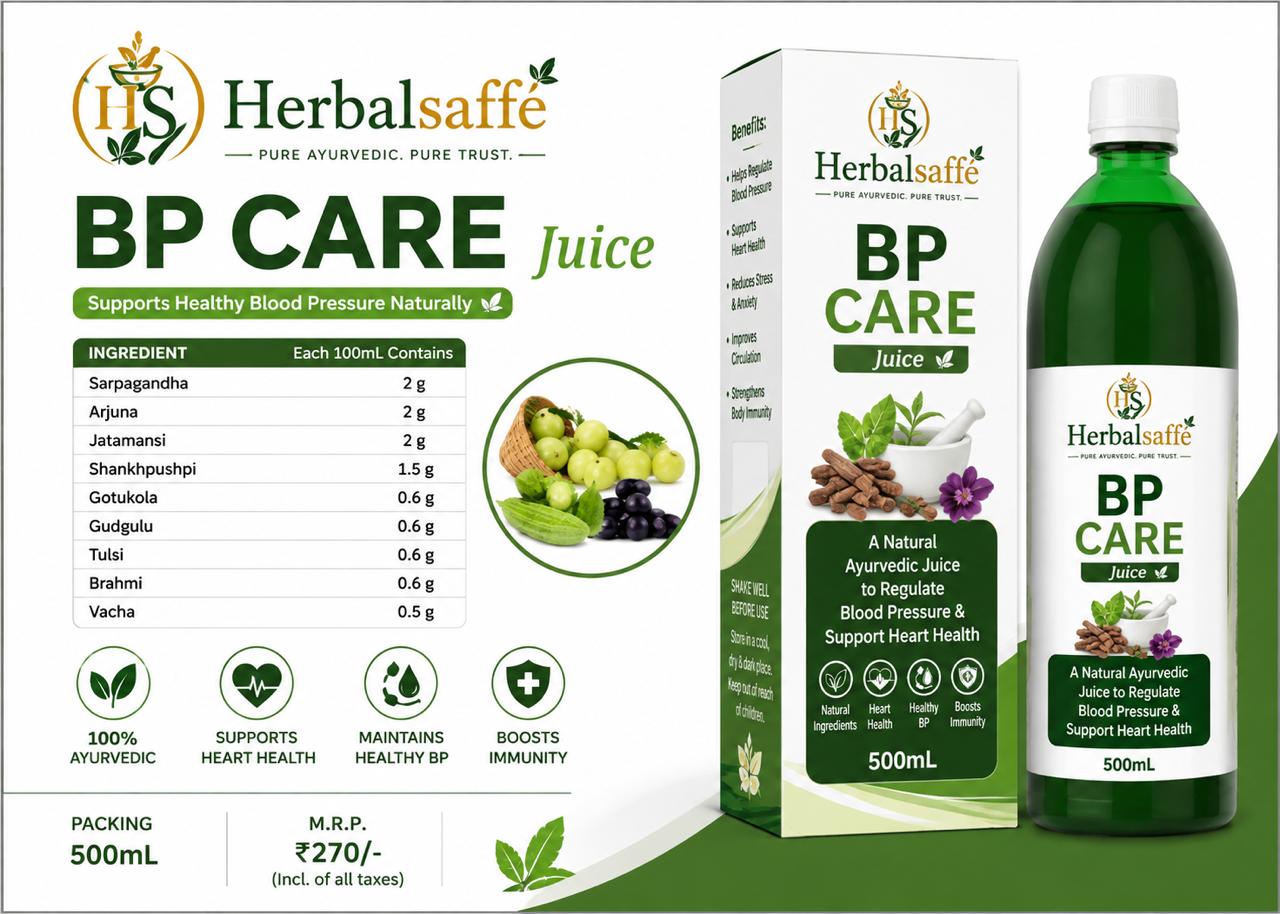 Herbalsaffe BP Care Juice 500ml | Natural Ayurvedic Juice for Blood Pressure & Heart Health