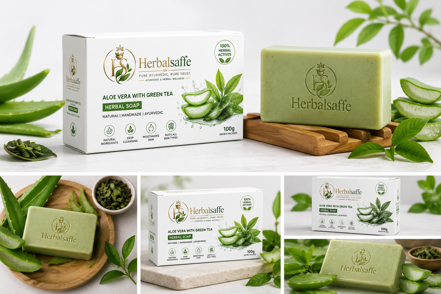 HerbalSaffe Aloe Vera & Green Tea Herbal Soap